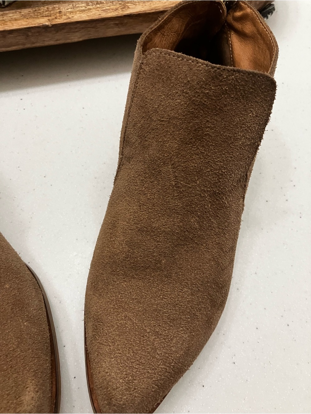 Made in Spain Genuine Brown Suede Ankle Boots Size 8 | Regular Width - Picture 5 of 9